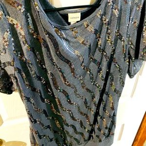Soft Gray Sequin Top (Plus)